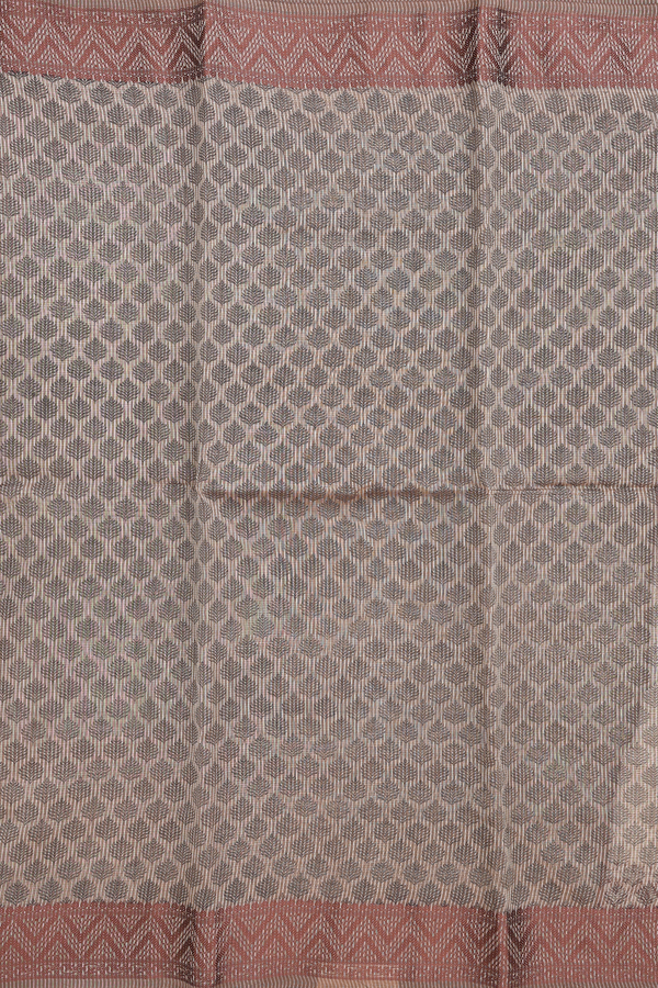 Kota Cotton Saree In Brown With Printed Design