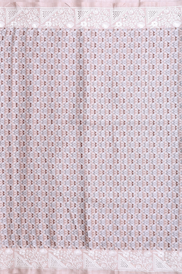 Kota Cotton Saree In Grey And Brown With Printed Design