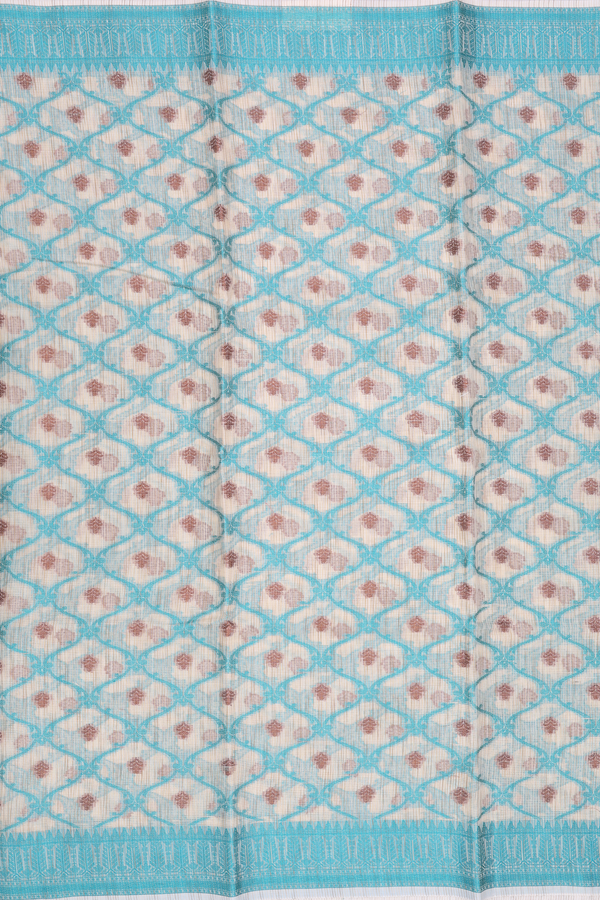 Kota Cotton Saree In Brown With Scallop Design