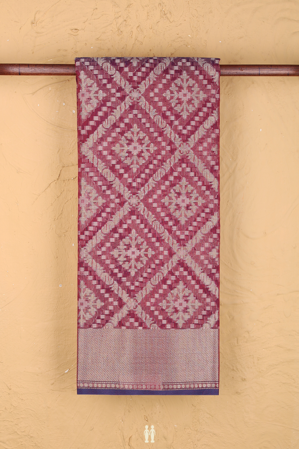 Kota Cotton Saree In Burgundy Red With Diamond Design