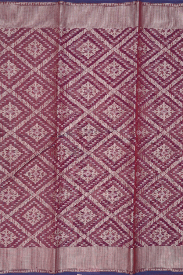 Kota Cotton Saree In Burgundy Red With Diamond Design