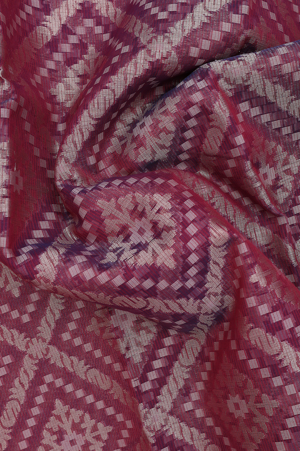 Kota Cotton Saree In Burgundy Red With Diamond Design