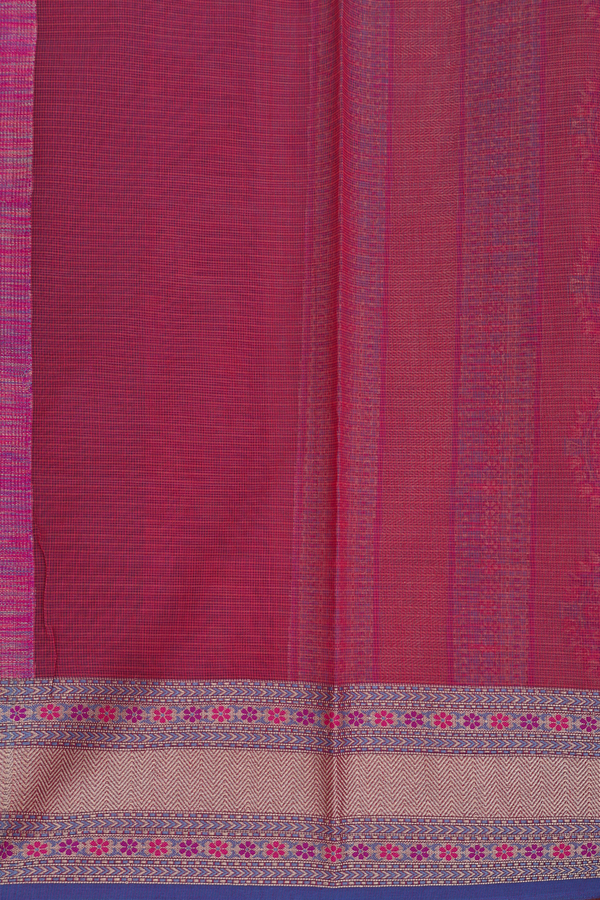 Kota Cotton Saree In Burgundy Red With Floral Design