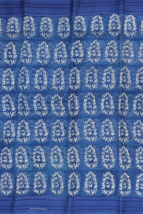 Kota Cotton Saree In Capri Blue With Printed Design