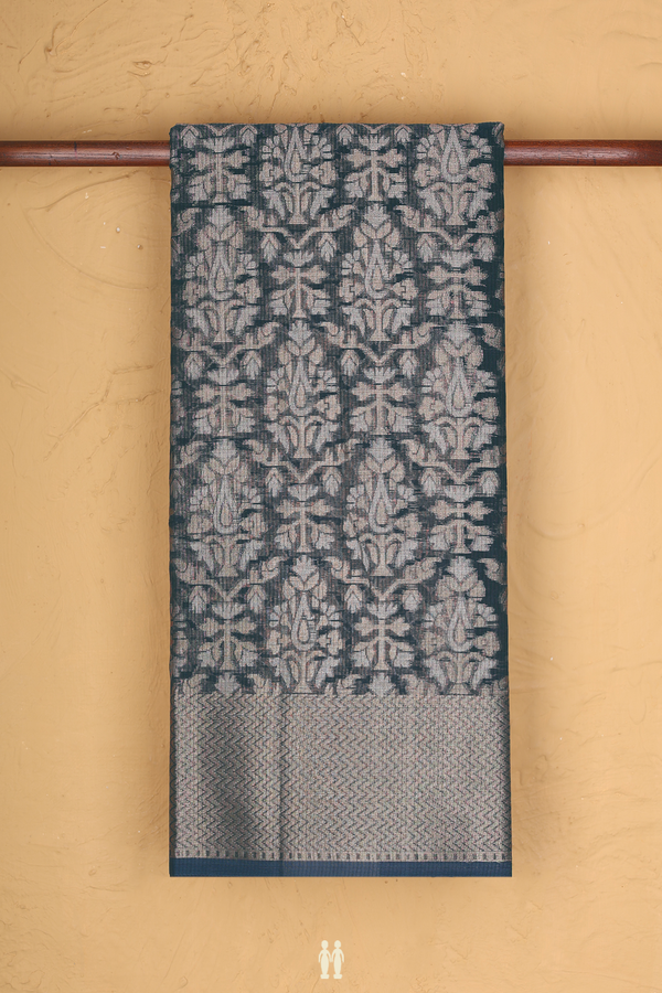 Kota Cotton Saree In Charcoal Grey With Allover Design