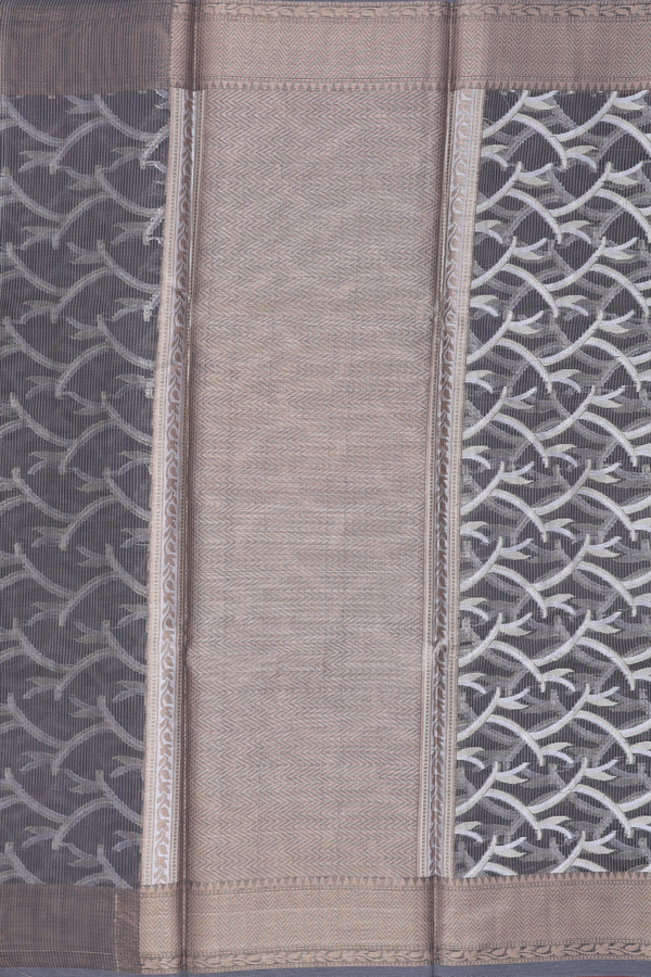 Kota Cotton Saree In Charcoal Grey With Allover Design