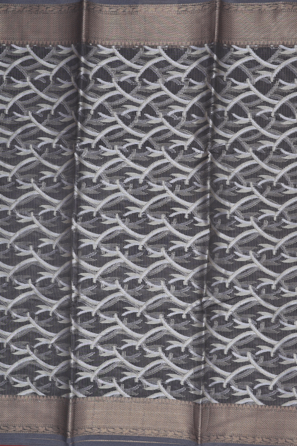 Kota Cotton Saree In Charcoal Grey With Allover Design