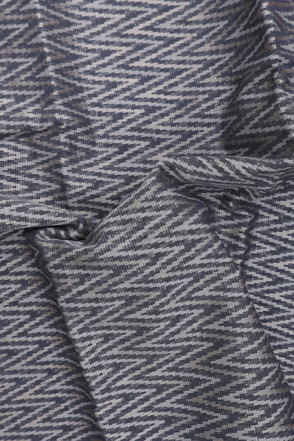 Kota Cotton Saree In Charcoal Grey With Chevron Design