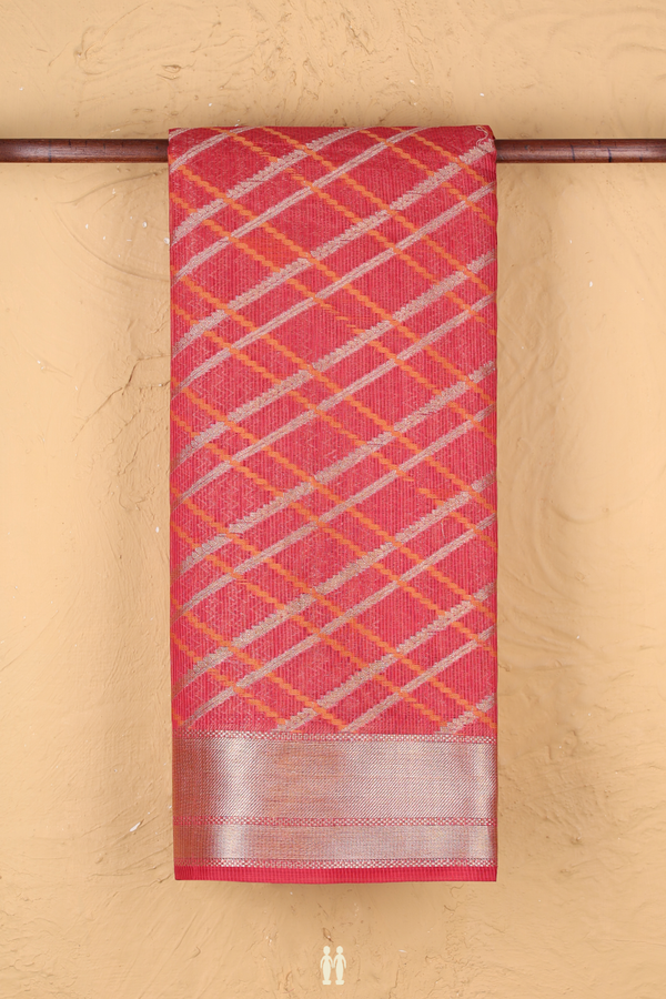 Kota Cotton Saree In Chilli Red With Diamond Design