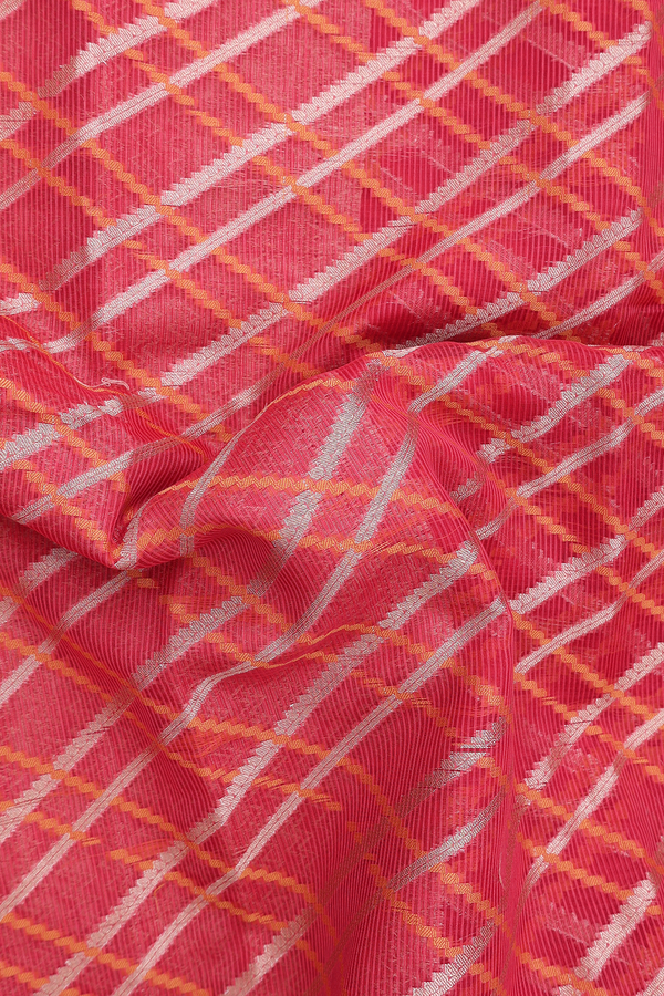 Kota Cotton Saree In Chilli Red With Diamond Design