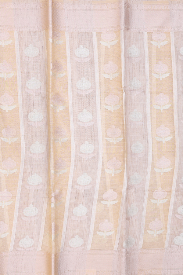 Kota Cotton Saree In Cream And Yellow With Stripes Design