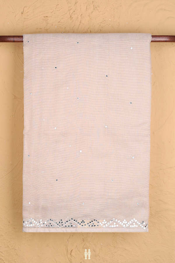Kota Cotton Saree In Cream Color With Mirror Work Buttis