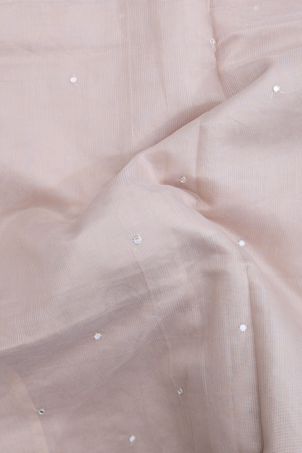 Kota Cotton Saree In Cream Color With Mirror Work Buttis