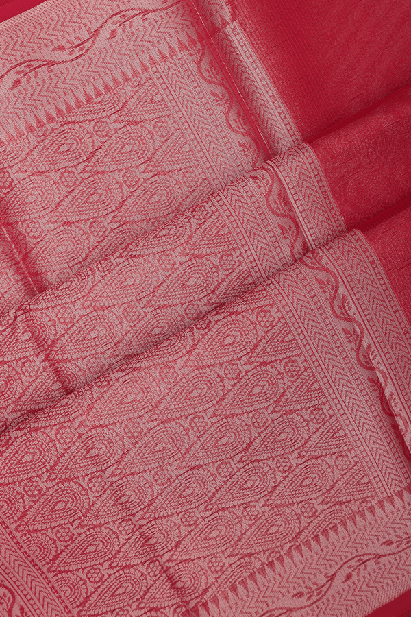 Kota Cotton Saree In Crimson Red With Ogee Design