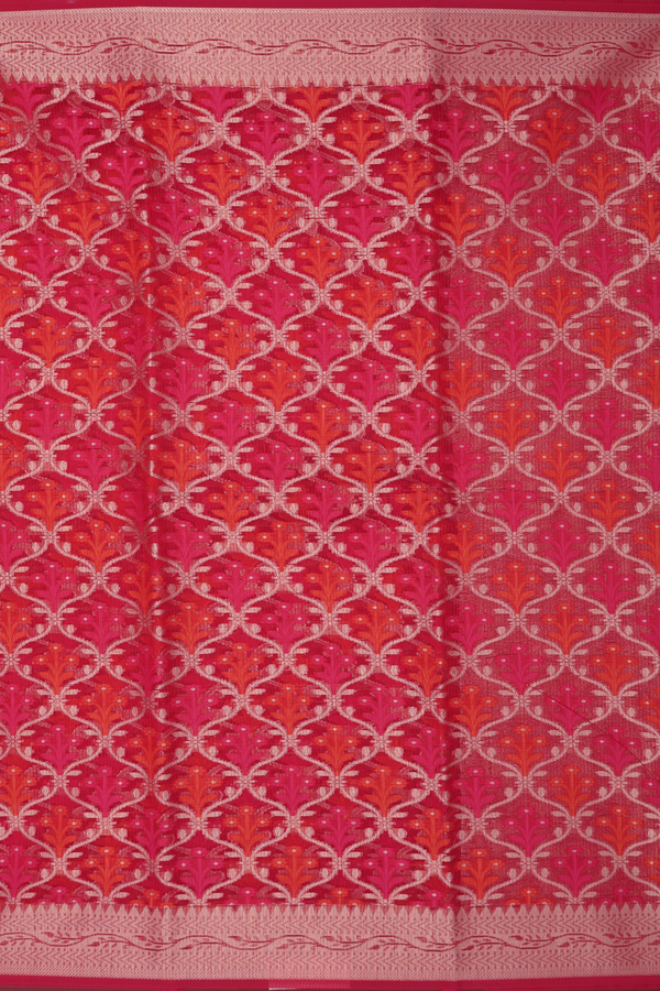 Kota Cotton Saree In Crimson Red With Ogee Design