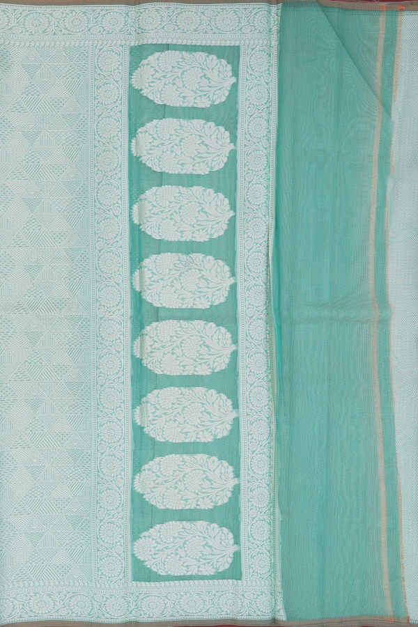 Kota Cotton Saree In Dusty Green With Allover Design