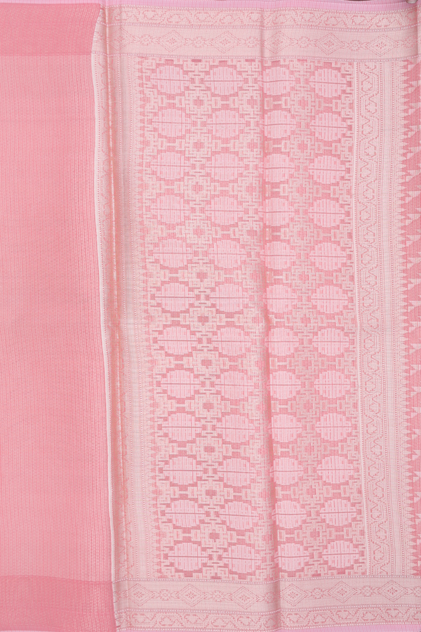 Kota Cotton Saree In Pink With Chevron Design