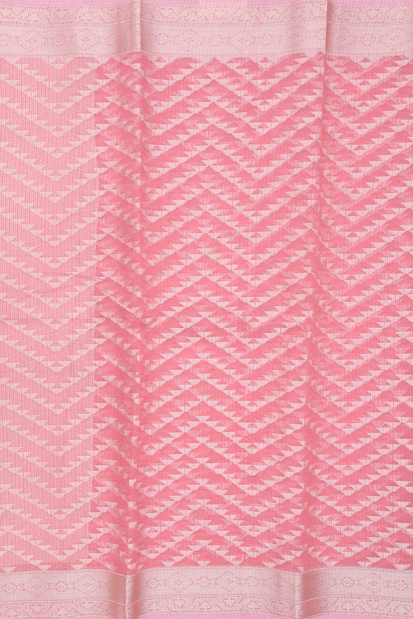 Kota Cotton Saree In Pink With Chevron Design