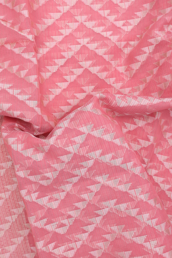 Kota Cotton Saree In Pink With Chevron Design