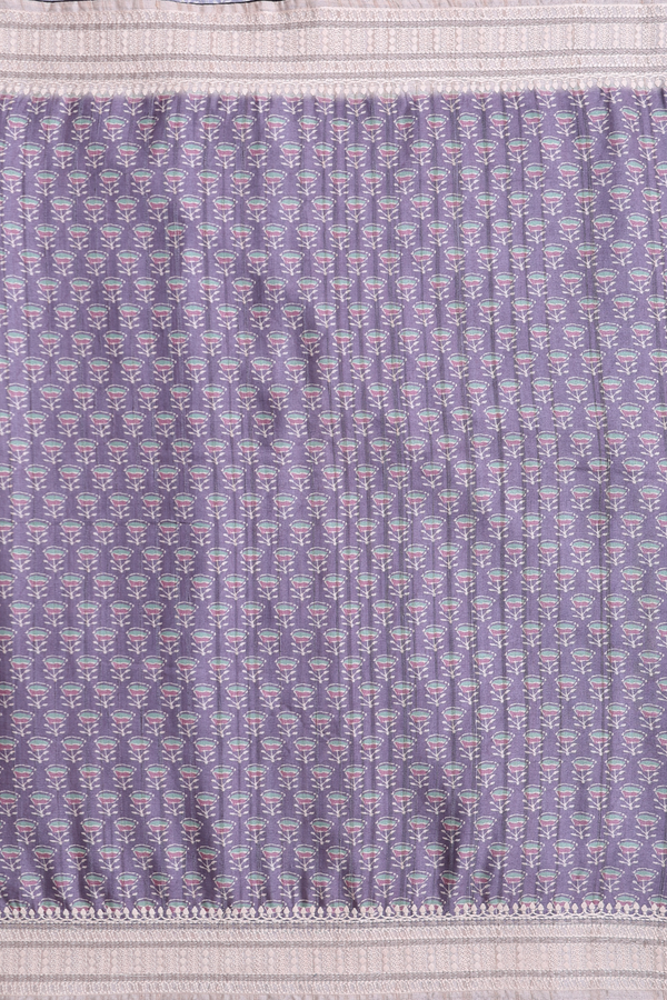Kota Cotton Saree In Dusty Purple With Floral Design