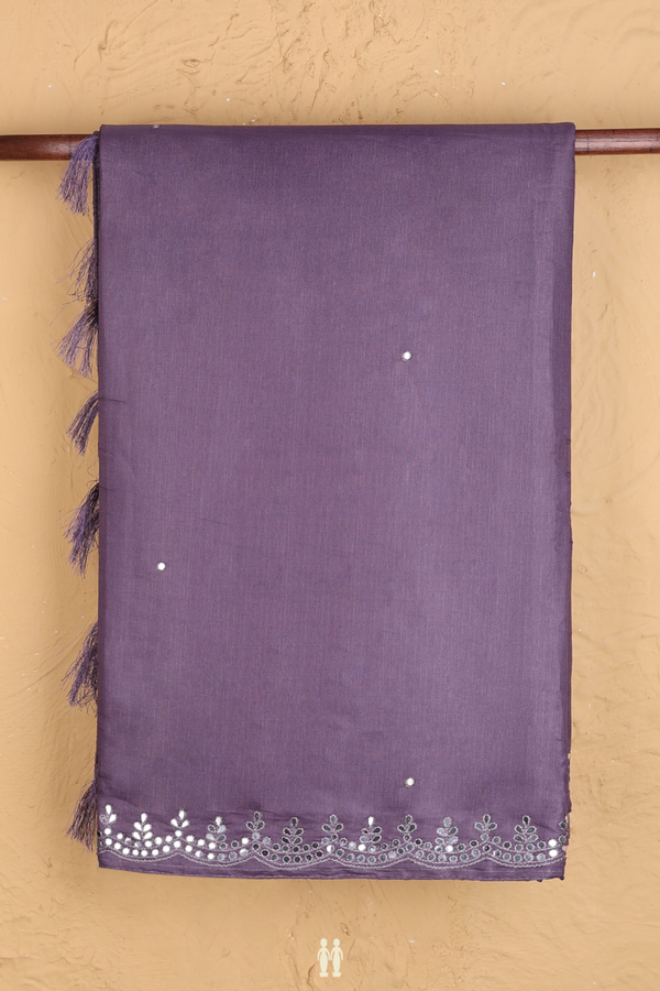 Kota Cotton Saree In Dusty Purple With Mirror Work Buttis