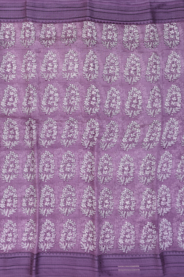 Kota Cotton Saree In Dusty Purple With Printed Design