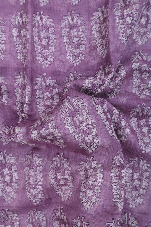 Kota Cotton Saree In Dusty Purple With Printed Design