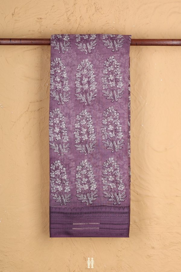 Kota Cotton Saree In Dusty Purple With Printed Design