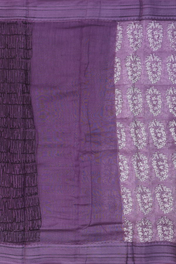 Kota Cotton Saree In Dusty Purple With Printed Design
