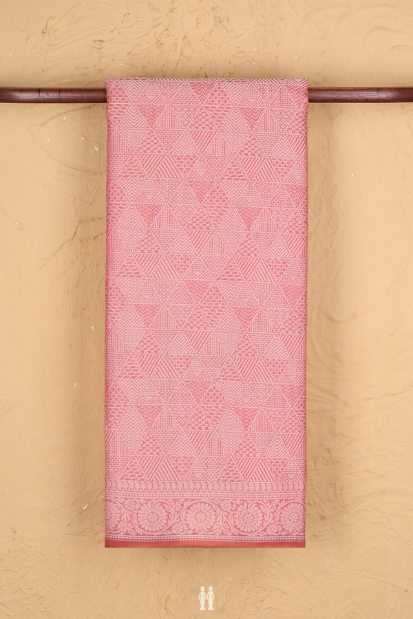 Kota Cotton Saree In Dusty Red With Threadwork Design