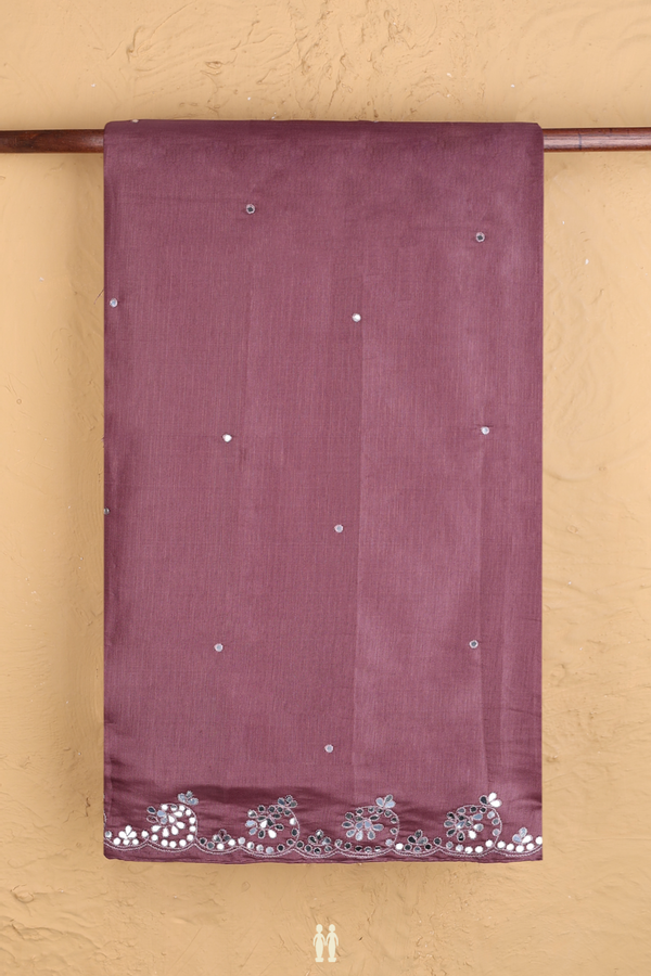 Kota Cotton Saree In Dusty Rose Pink With Mirror Work Buttis