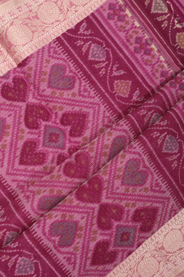 Kota Cotton Saree In Grape Purple With Diamond Design