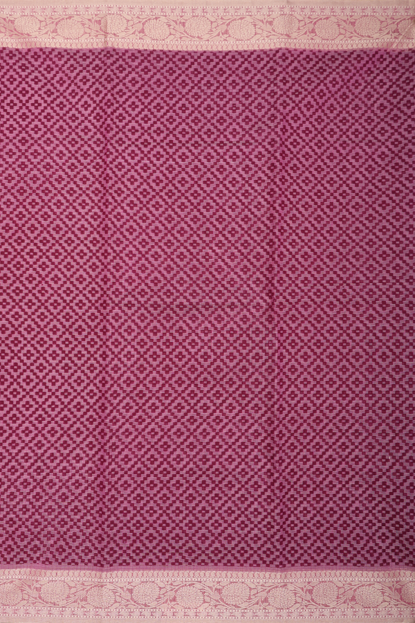 Kota Cotton Saree In Grape Purple With Diamond Design