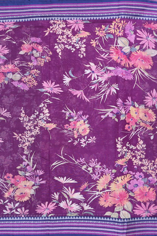 Kota Silk Saree In Grape Purple With Floral Design