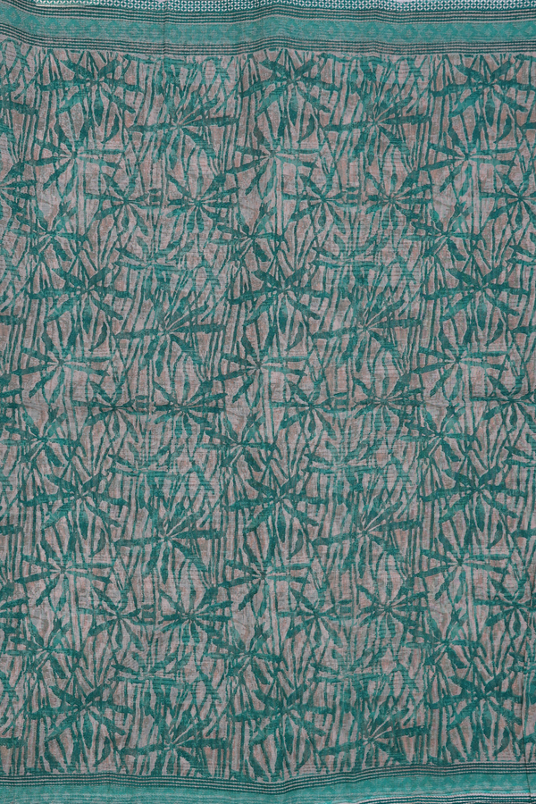 Kota Cotton Saree In Green And Brown With Printed Design