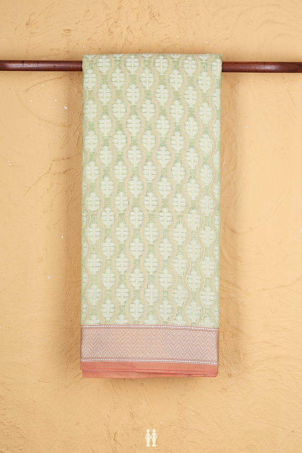 Kota Cotton Saree In Green With Allover Design