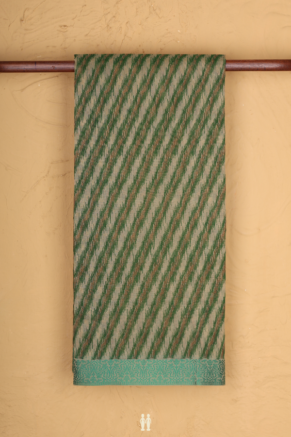 Kota Cotton Saree In Green With Diagonal Design