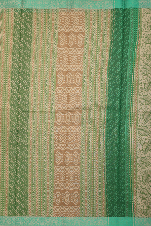 Kota Cotton Saree In Green With Diagonal Design