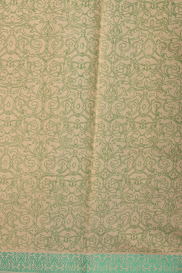 Kota Cotton Saree In Green With Diagonal Design