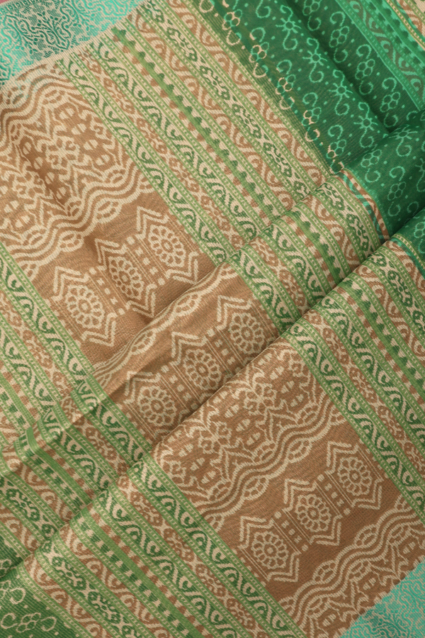 Kota Cotton Saree In Green With Diagonal Design