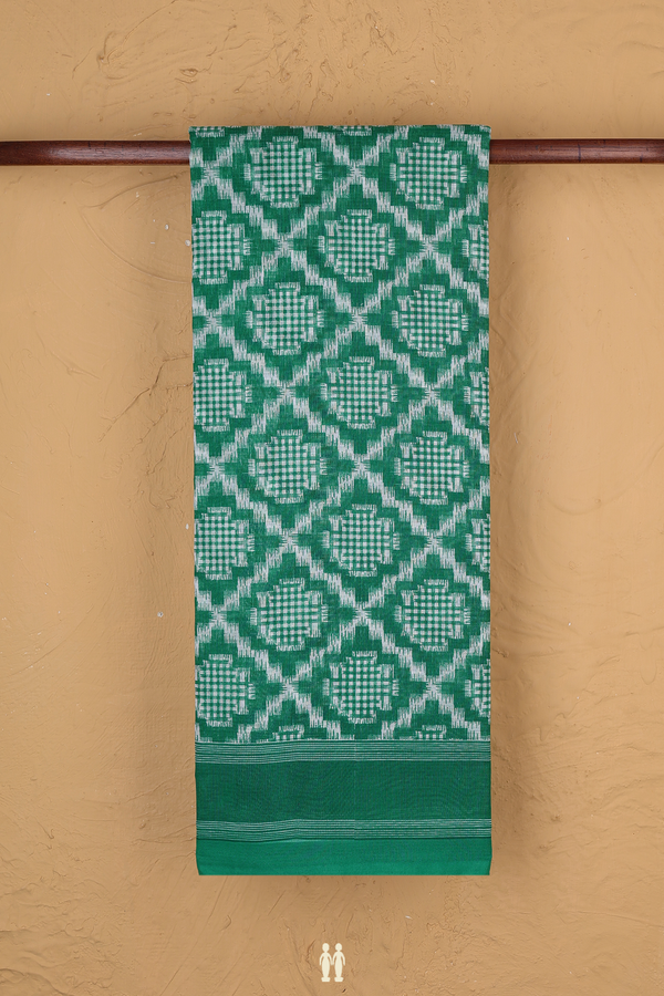 Kota Cotton Saree In Green With Diamond Design