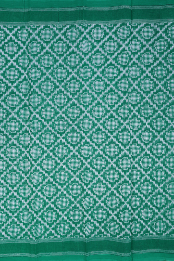 Kota Cotton Saree In Green With Diamond Design