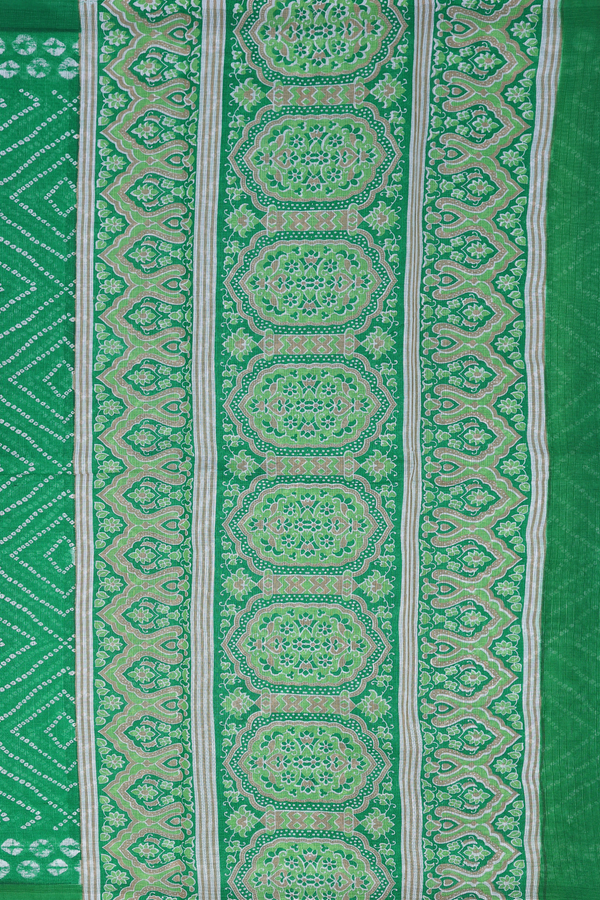 Kota Cotton Saree In Green With Diamond Printed Design