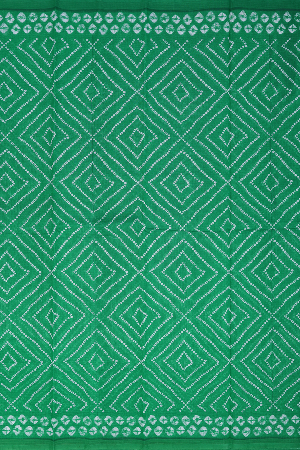 Kota Cotton Saree In Green With Diamond Printed Design