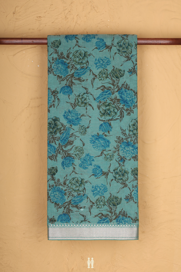 Kota Cotton Saree In Green With Floral Design