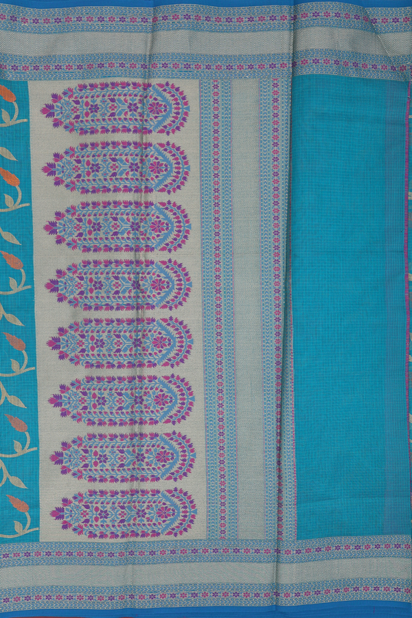 Kota Cotton Saree In Green With Floral Design