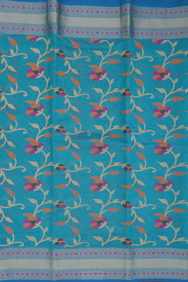 Kota Cotton Saree In Green With Floral Design