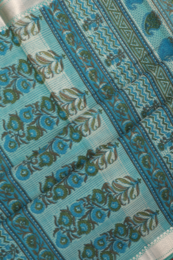 Kota Cotton Saree In Green With Floral Design