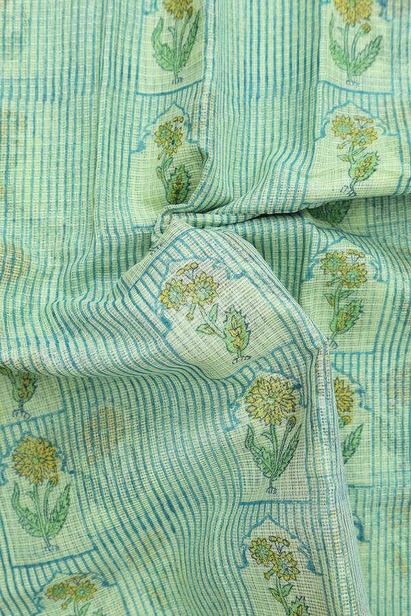 Kota Cotton Saree In Green With Floral Design
