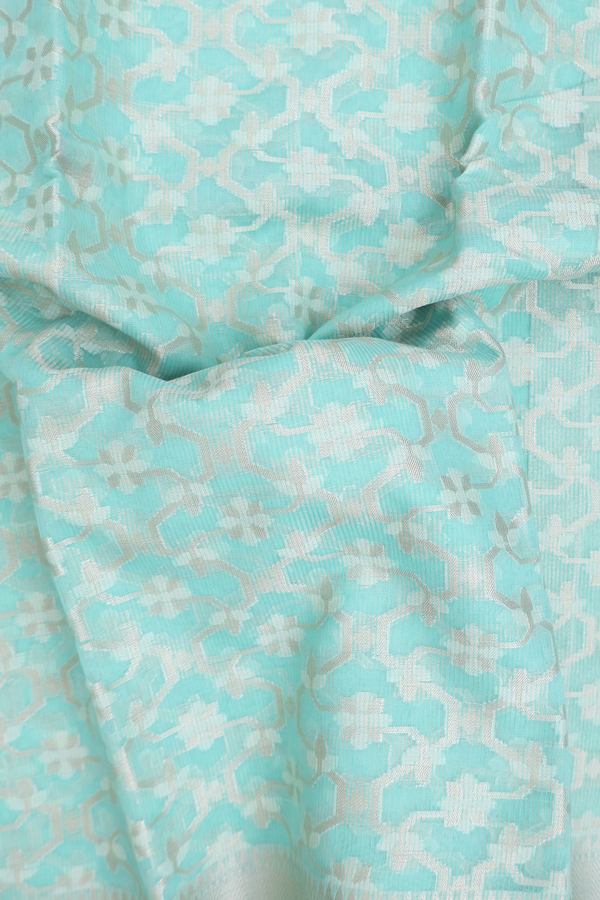 Kota Cotton Saree In Green With Floral Design